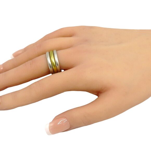 Vintage Taxco Mexico Sterling Silver Unisex Triple Band Ring TC-04 Size 9.75 - Picture 1 of 7